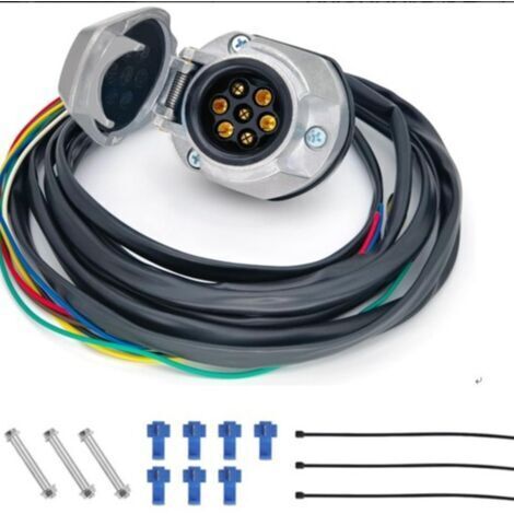 Set di connettori per rimorchio a 7 pin con cavo da 2 m - 7 fili, connettore per roulotte a 7 pin precablato, in alluminio stampato