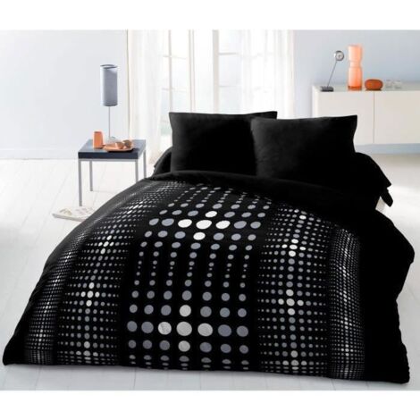 Set di copripiumino in microfibra STEEVY 220x240cm e 2 federe 63x63cm Nero