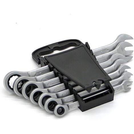 Set di cricchetti metrici con chiave a testa fissa, impugnature per utensili manuali fai da te, 7 pezzi/set, confezione in plastica nera