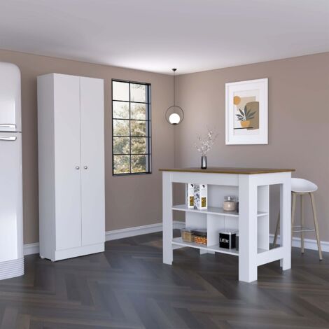 Set di Cucina Charlotte con Isola e Armadio Multiuso per Spazi Moderni