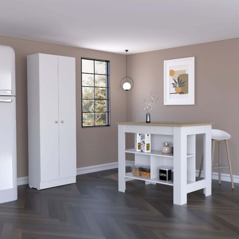 Set di Cucina Charlotte con Isola e Armadio Multiuso per Spazi Moderni