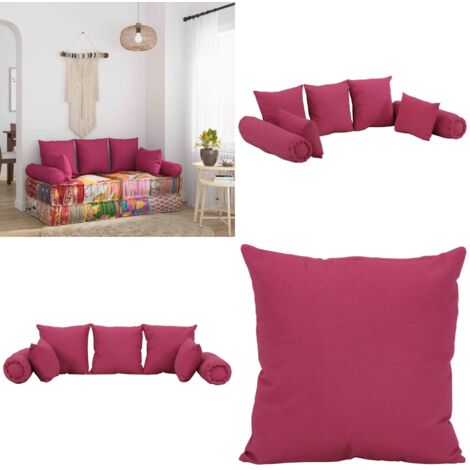 Set di Cuscini 7 pz in Tessuto Rosa - Cuscini in cotone - Cuscini per divano
