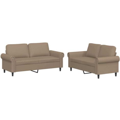 Set di Divani 2 pz con Cuscini cappuccino in Similpelle vidaXL