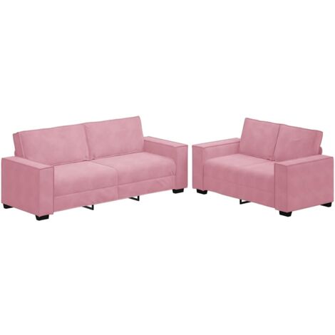 Set di Divani 2 pz con Cuscini rosa in Velluto vidaXL