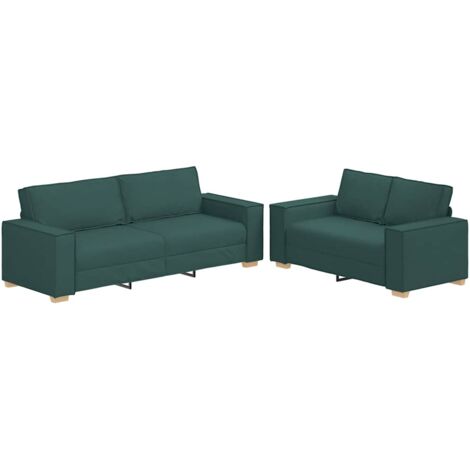 Set di Divani 2 pz con Cuscini Verde scuro in Tessuto vidaXL