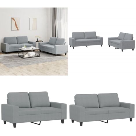 Set di Divani 2 pz Grigio Chiaro in Tessuto - Divano in tessuto - Divano grigio chiaro