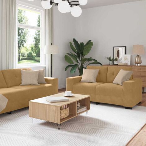 Set di divani 3 pcs Marrone 221 x 78 x 80 cm Velluto vidaXL