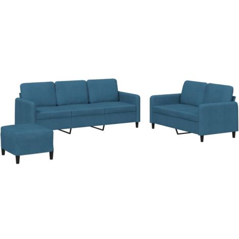 Set di Divani 3 pz Blu in Velluto vidaXL