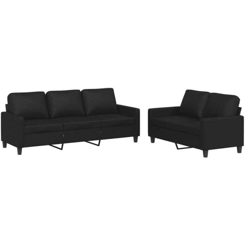 Vidaxl Set Di Divani 2 Pz Con Cuscini Nero In Similpelle