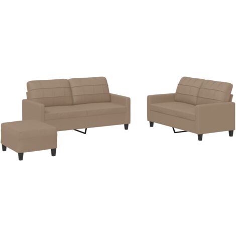 Set di Divani 3 pz con Cuscini cappuccino in Similpelle vidaXL