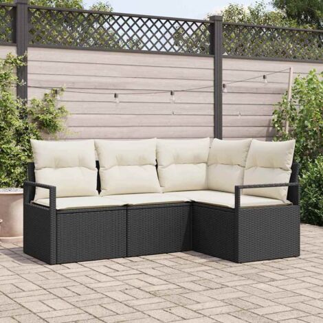 Set di divani 4 pcs Nero polyrattan vidaXL