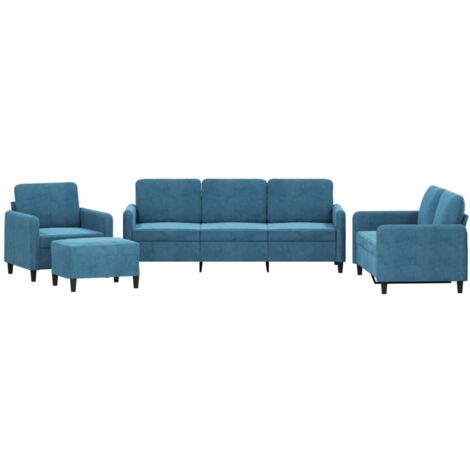 Set di Divani 4 pz Blu in Velluto vidaXL