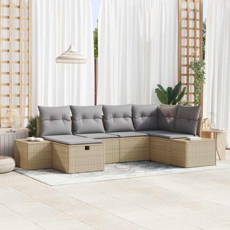 Set di divani con cuscino 6 pcs polyrattan vidaXL