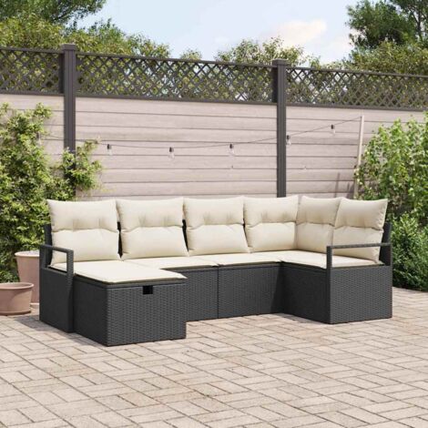 Set di divani con cuscino Nero e Crema polyrattan vidaXL