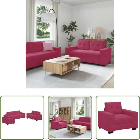 Set di divani -  Set di divani 3 pcs Rosso Vento 221 x 80 x 80 cm Velluto