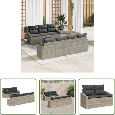 Set di divani -  Set di divani 8 pcs Grigio chiaro e grigio scuro polyrattan
