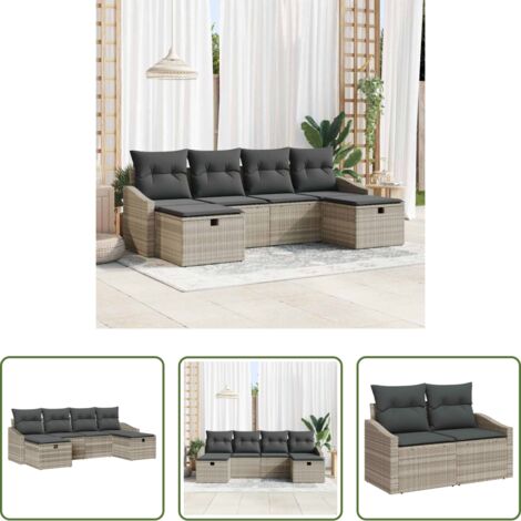Set di divani -  Set di divani con cuscino 6 pcs polyrattan