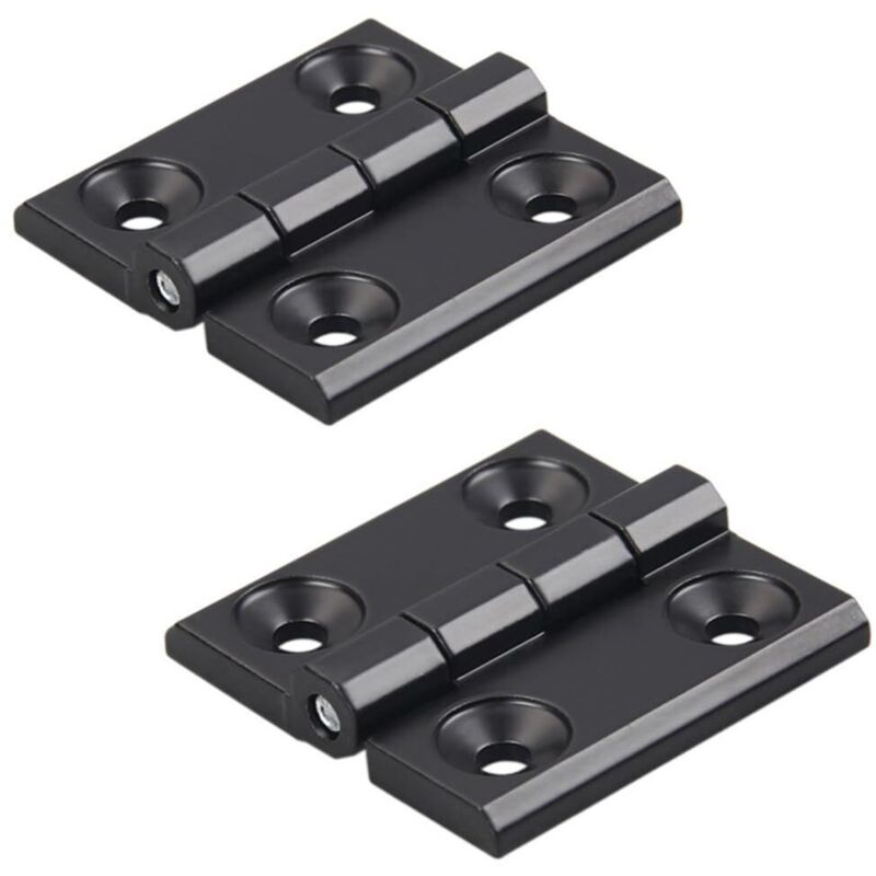 Set di due cerniere in lega di zinco nera, da 60 x 60 mm, adatte a telai di porte e profili in alluminio.