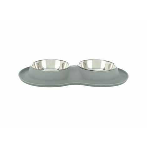 Set di due ciotole in silicone e acciaio inox 2×0.4l diametro 14cm misura totale 32×6×17cm