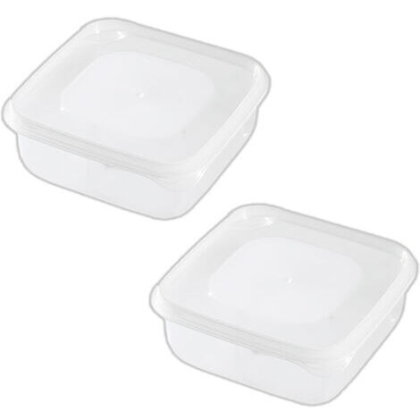 Set di due contenitori trasparenti per alimenti da cucina, perfetti per conservare formaggi e frutta, ideali per la conservazione in frigorifero.