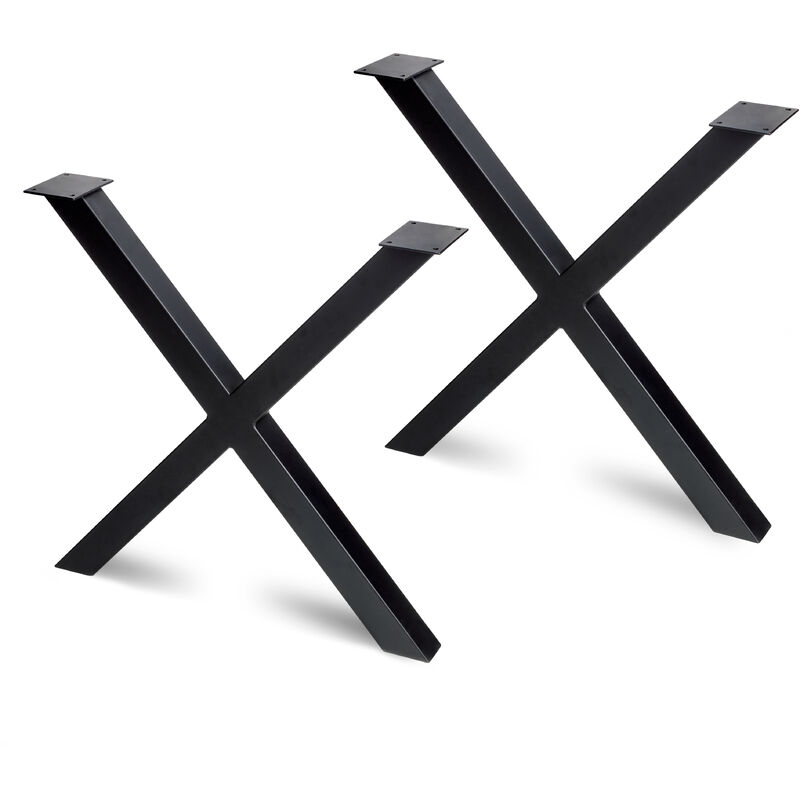 Image of Set di gambe per tavolo Cross, larghezza 695mm, Acciaio, Verniciato nero - Verniciato nero - Emuca