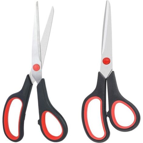 Set di due paia di forbici in acciaio inox, 21 cm - Lame affilatissime - Manici ergonomici - Resistenti e adatte per ufficio, scuola e casa - Ambidestre