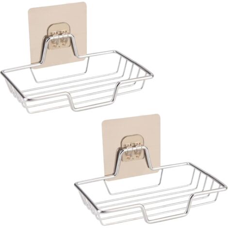 Set di due portasapone in acciaio inox - portasapone autoadesivo - argento