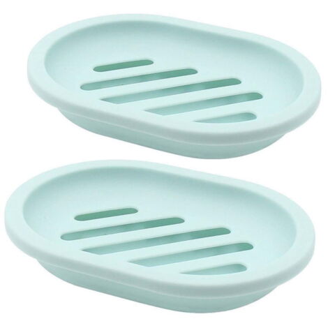 Set di due portasapone, porta sapone e scatole porta sapone con scolapiatti facili da pulire, asciugare e impediscono al sapone di inzupparsi (verde).