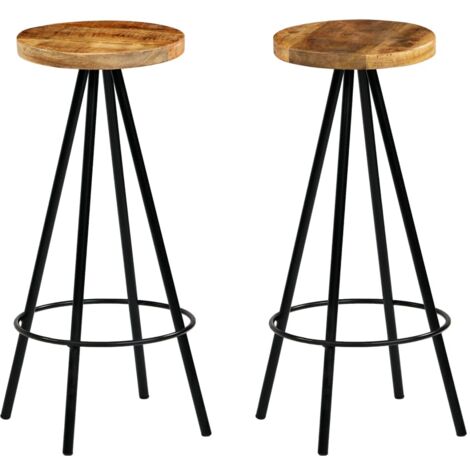 Set di due sgabelli da bar di design seduta in legno massello di mango 1202183