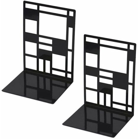 Set di fermalibri, fermalibri in metallo, fermalibri neri, fermalibri di design, mensola con base antiscivolo per bambini, ufficio, scuola, soggiorno, libreria e biblioteca