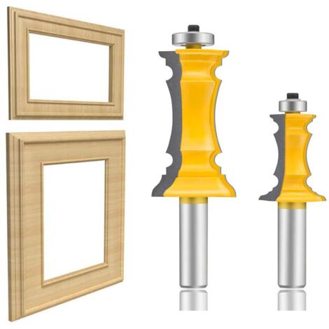 Set di fresatrici da 2 pezzi, fresa per modanatura per la lavorazione del legno con gambo da 1/2 pollice, fresa per porta dell'armadio con pannello obliquo (1/2 quadrato)