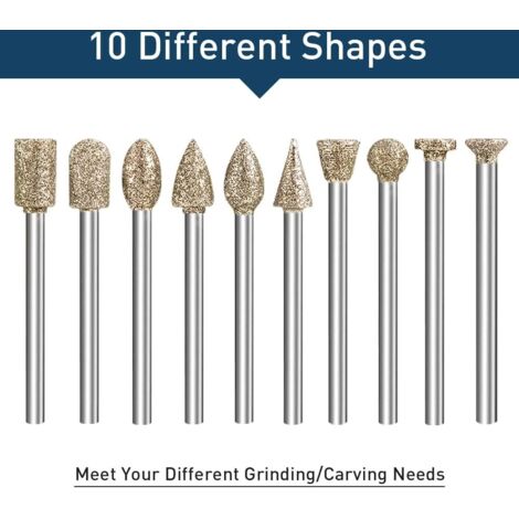 Set di frese diamantate per intaglio, 20 accessori per utensili rotanti per levigatura, lucidatura, incisione di pietre, ceramica e vetro.