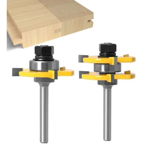 Set di frese per scanalature e linguette abbinate da 6 mm, 3 denti, fresa per legno a forma di T, strumento per la lavorazione del legno (6 mm)
