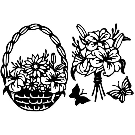 Set di fustelle per cesto di fiori 4 pezzi • Idea con cuore