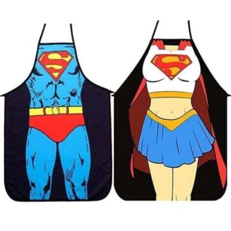 set di grembiuli da cucina - versione Superman per uomo e donna, grembiuli da coppia