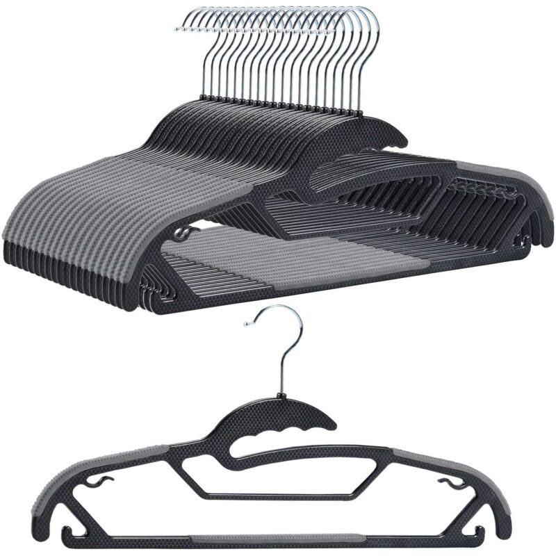 Set di grucce con rivestimento antiscivolo SOFTY, 20 pezzi, nero e grigio