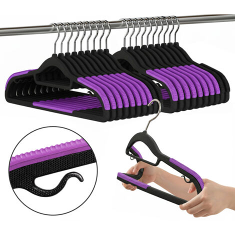 Set di grucce con rivestimento antiscivolo SOFTY, 20 pezzi, nero e viola