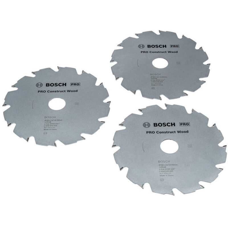 Set di lame circolari per legno da costruzione Bosch PRO, confezione da 3, 190 x 30 mm