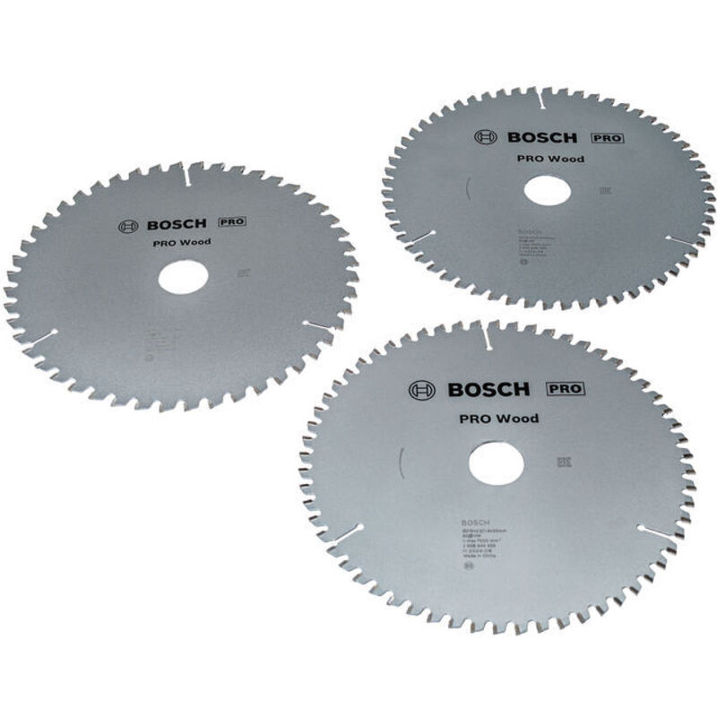Set di lame per sega circolare Bosch PRO Wood, confezione da 3, 216 x 30 mm