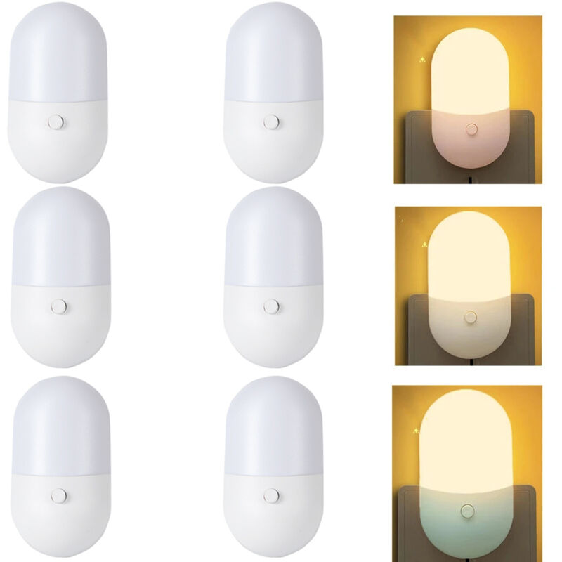 Set di lampade da comodino da 6 pezzi con spina a muro, spina UE, luce notturna a LED per camera da letto, grazioso regalo per bambini, luce notturna