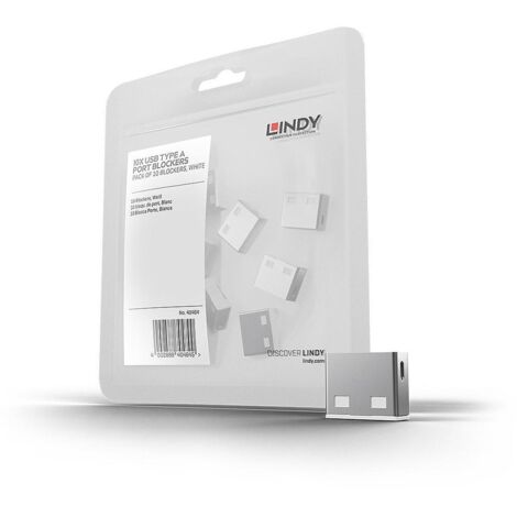 Set di lucchetti per porte USB Lindy, bianchi, 10 pezzi senza chiave, 40464