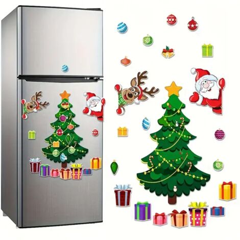 Set di magneti natalizi - Disegni di Babbo Natale, pupazzo di neve e renne per decorazioni per frigorifero, porta del garage e auto  Esaltatori di atmosfera natalizia impermeabili