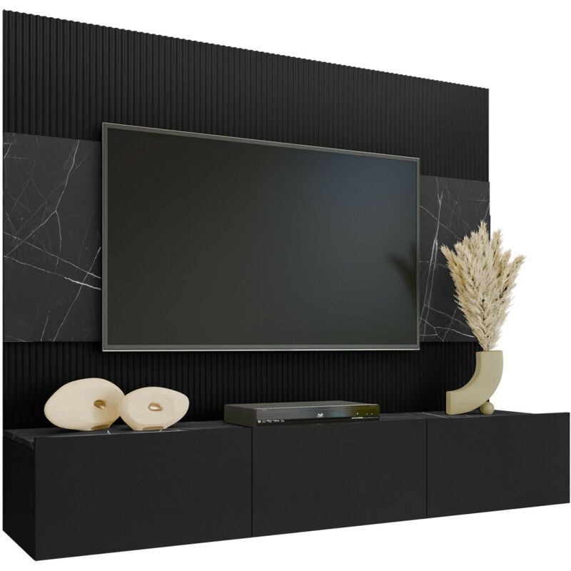 Set di mobili Comfivo 370, Nero + Marmo nero, con