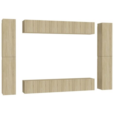 Set di mobili credenza TV soggiorno camera da letto 10 pezzi in rovere Sonoma legno ingegnerizzato marrone 020024360