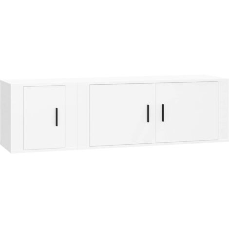 Set di mobili credenza TV soggiorno camera da letto soggiorno 2 pezzi in legno ingegnerizzato bianco 020024361