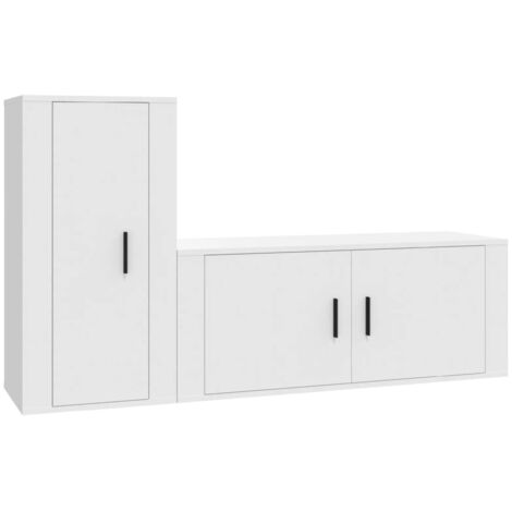 Set di mobili credenza TV soggiorno camera da letto soggiorno 2 pezzi in legno ingegnerizzato bianco 020024370
