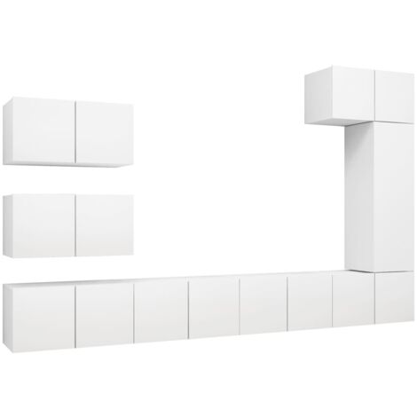 Set di mobili credenza TV soggiorno camera da letto soggiorno 8 pezzi legno ingegnerizzato bianco 020025241
