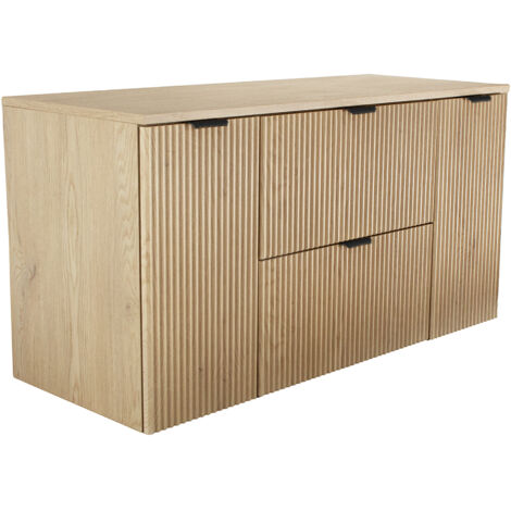 Set di mobili da bagno: con 2 cassetti da 60 cm + ripiano da 20 cm), piano di appoggio da 80 cm, frontale scanalato, rovere cremona, 80 × 47 × 60 cm