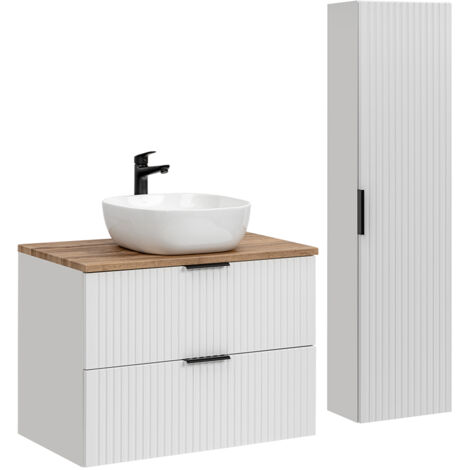 Set di mobili da bagno con lavabo Adriel bianco 80cm