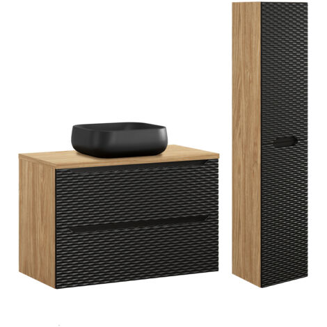 Set di mobili da bagno con lavabo Elora nero e marrone 90cm